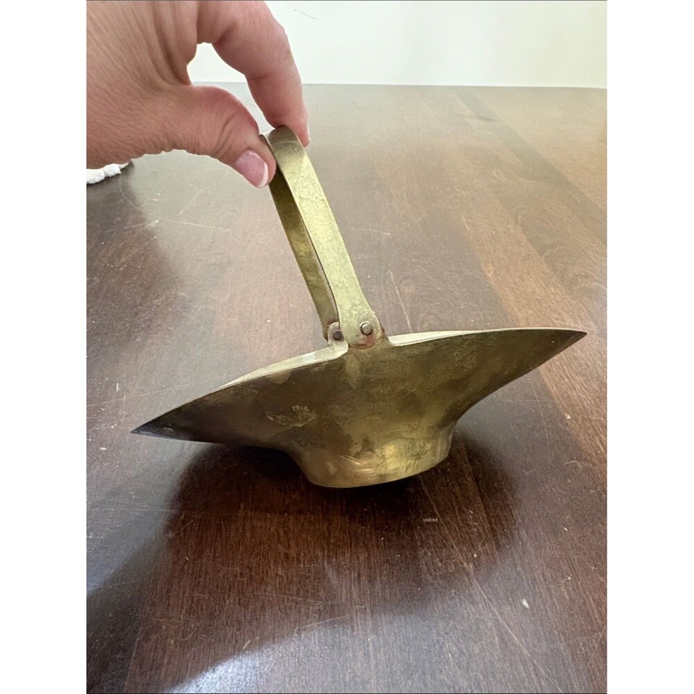 Brass Decorative Basket with Swinging Handle